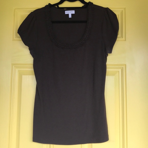 Fashion Bug Tops - Chocolate Brown XL Scoop Gathered Neck Tee
